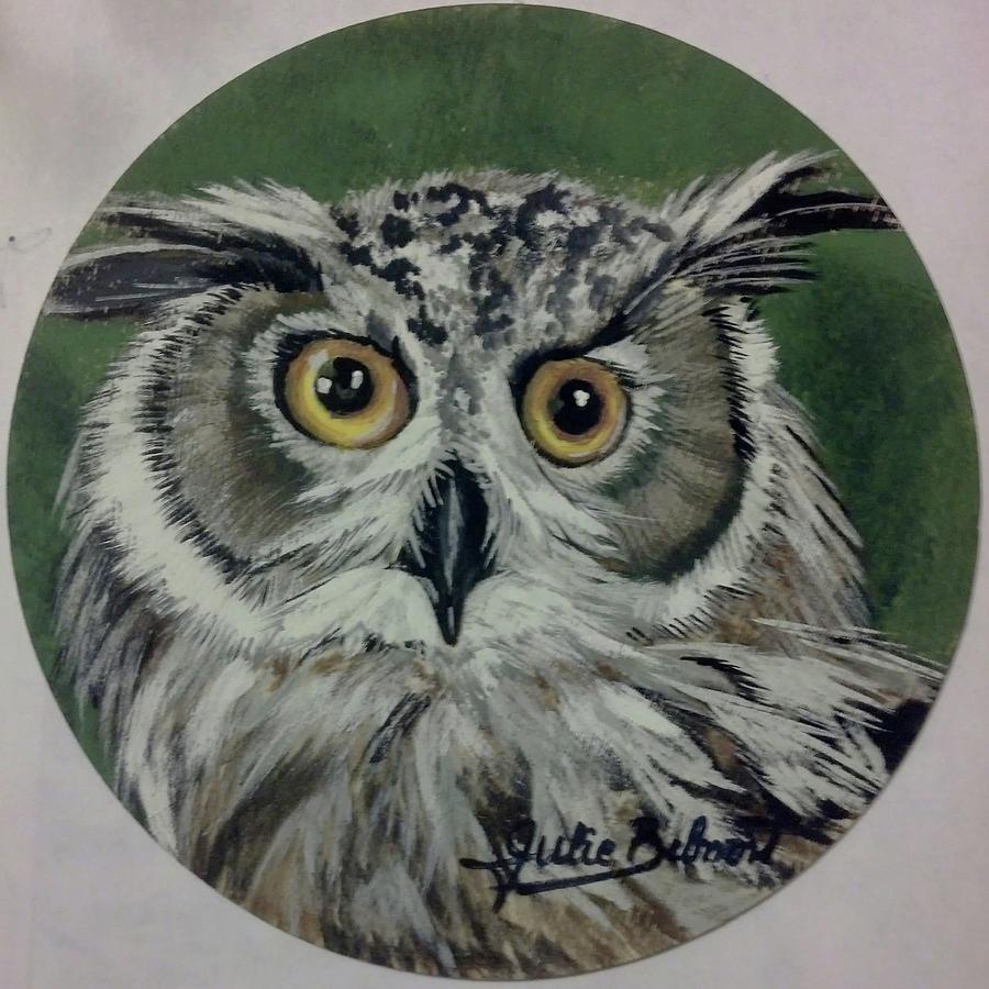 Horned Owl  Painting by Julie Belmont