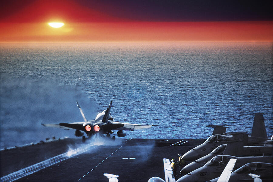 Hornet Launch into the Sun Photograph by Erik Simonsen