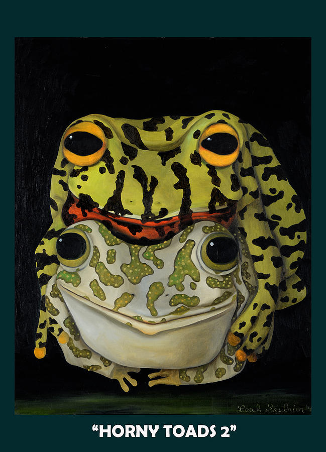 Frog Painting - Horny Toads 2 with Lettering by Leah Saulnier The Painting Maniac