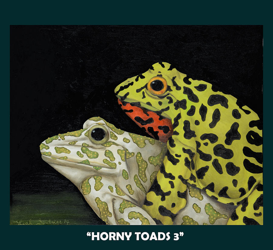 Frog Painting - Horny Toads 3 with Lettering by Leah Saulnier The Painting Maniac