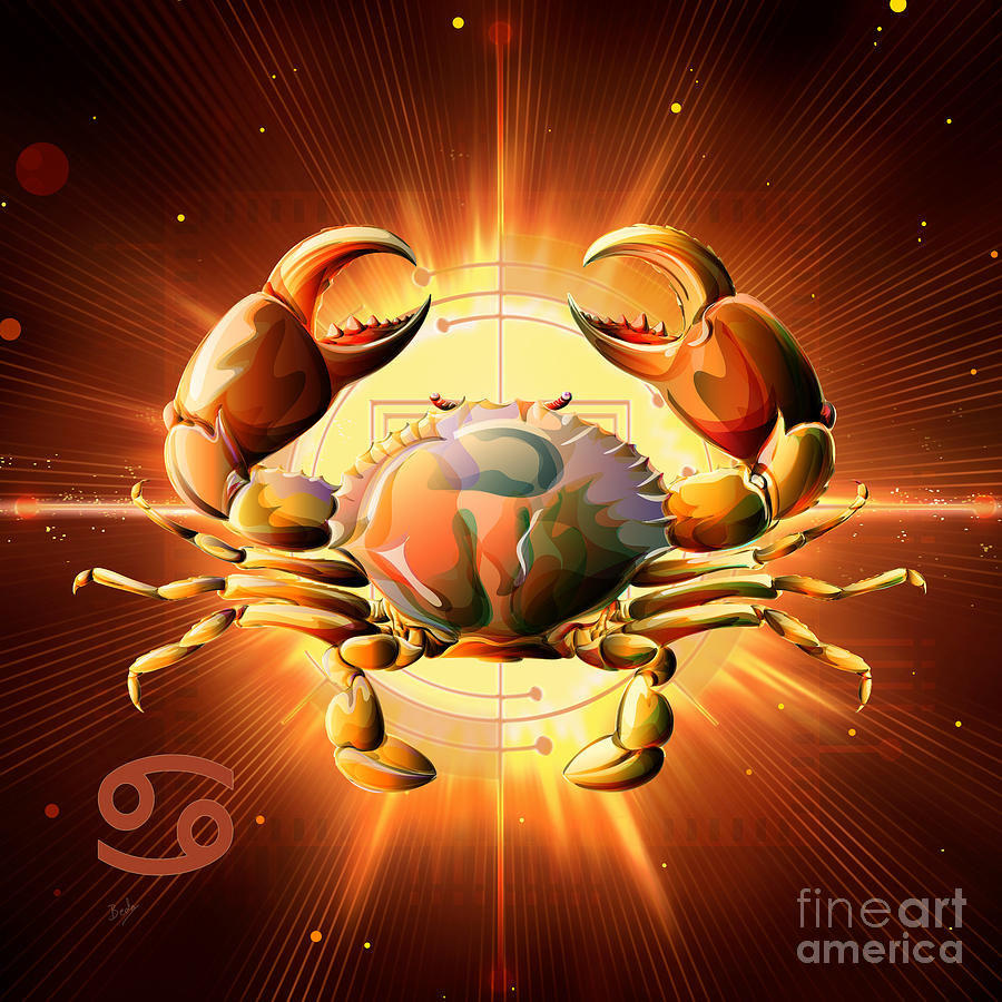 Sign Digital Art - Horoscope Signs-Cancer by Peter Awax