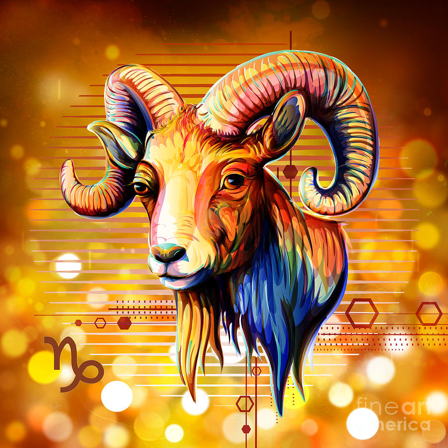 Sign Digital Art - Horoscope Signs-Capricorn by Peter Awax
