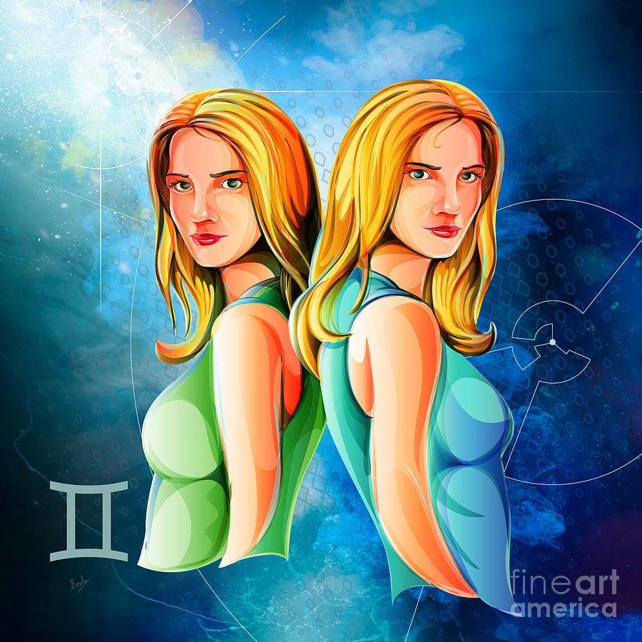 Sign Digital Art - Horoscope Signs-Gemini by Peter Awax