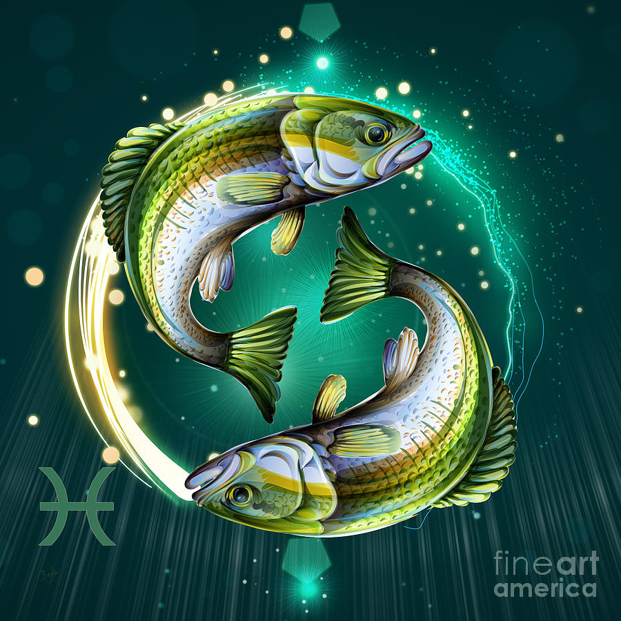 Sign Digital Art - Horoscope Signs-Pisces by Peter Awax