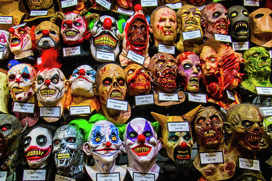 Horror Masks Photograph by Garry Gay