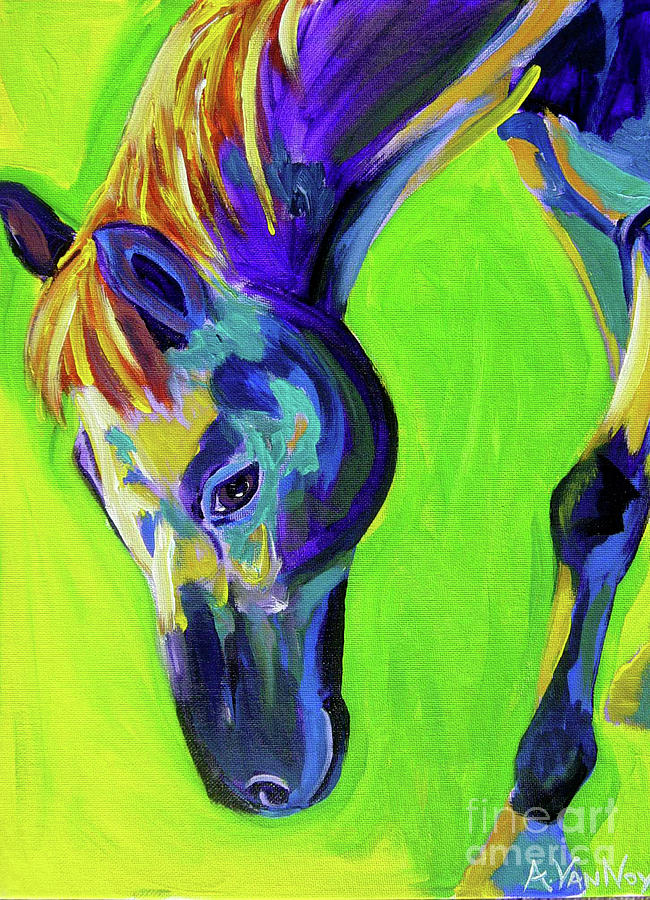 Horse Painting - Horse - Green by Dawg Painter