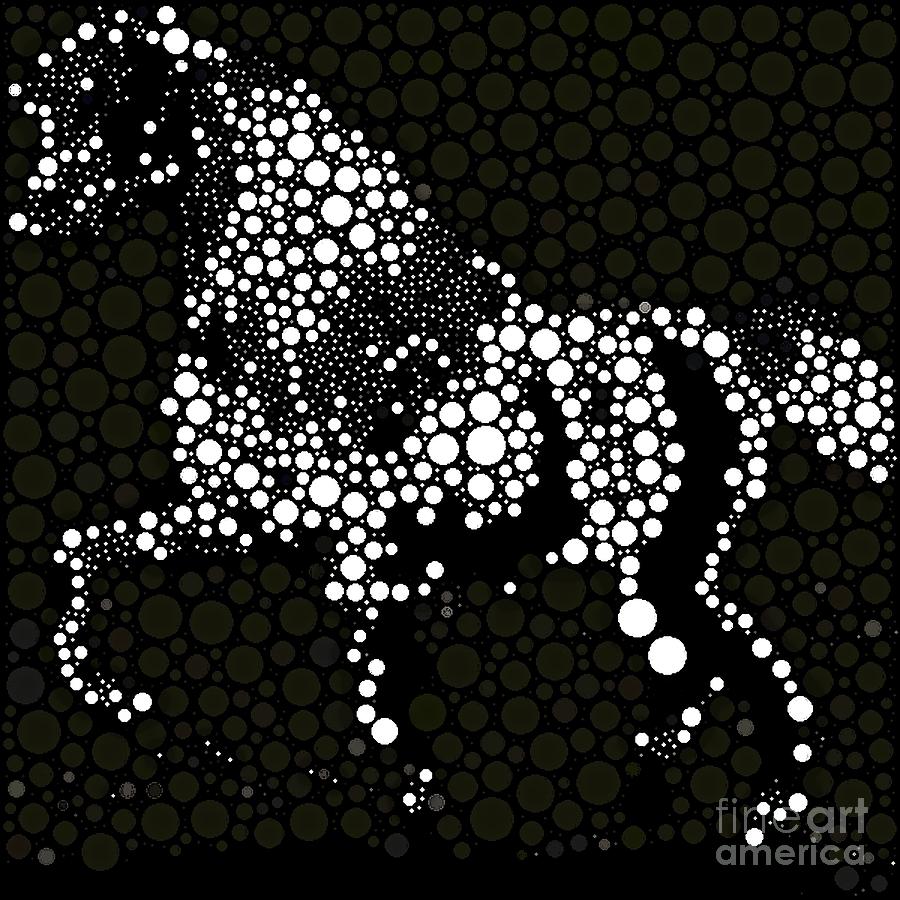 Horse Abstract Black and White Painting by Saundra Myles