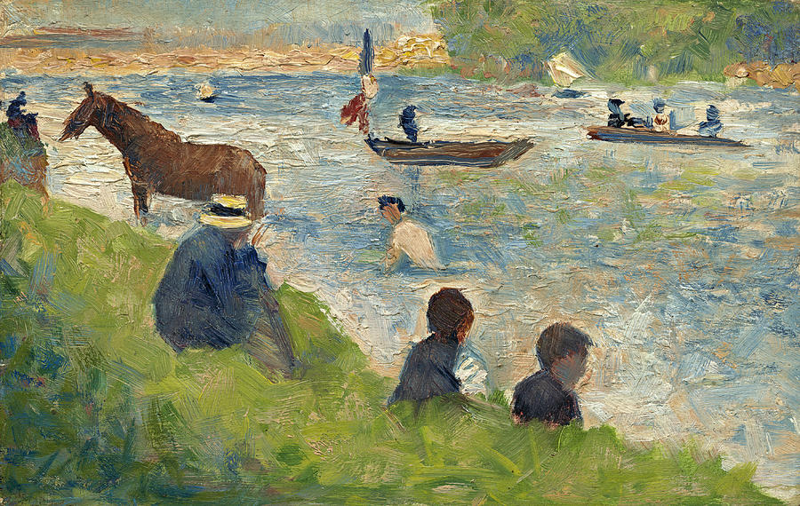 Horse and Boats. Study for  Bathers at Asnieres Painting by Georges Seurat
