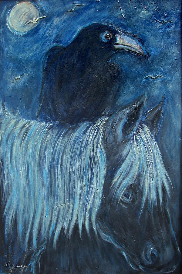 Horse and Crow Painting by Katt Yanda