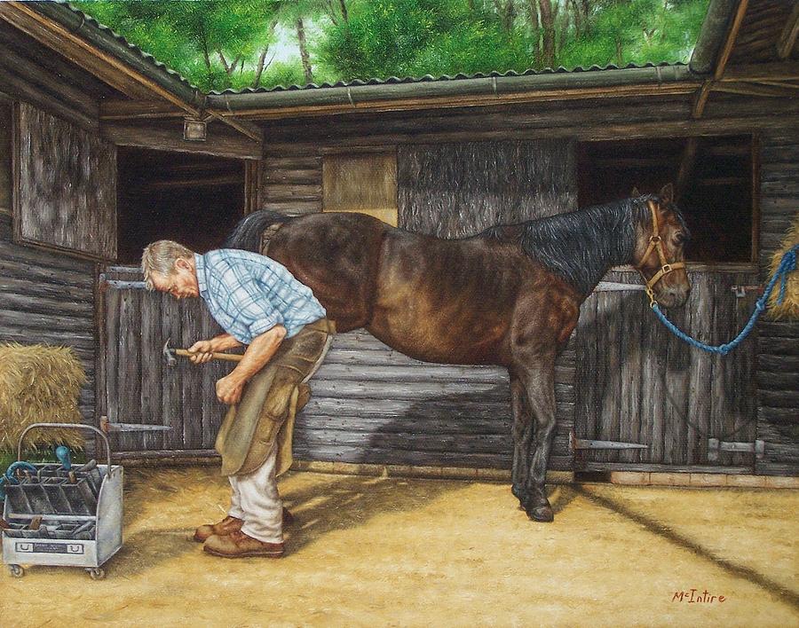 Horse And Farrier Painting by John Adam McIntire