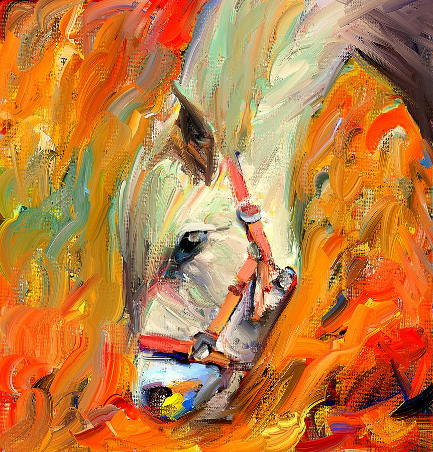 Horse And Grass Digital Art by Yury Malkov
