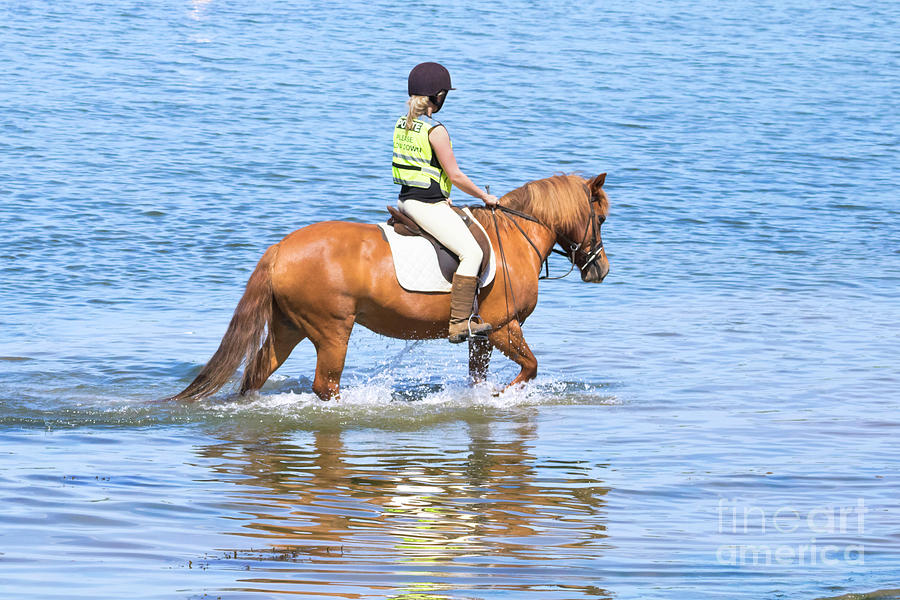 Horse and Rider in the Sea Photograph by Terri Waters