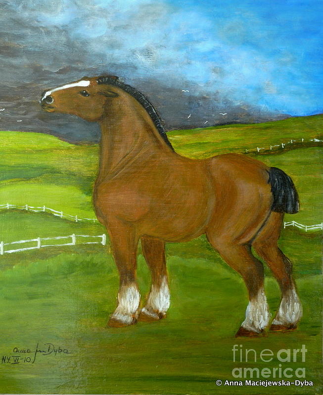 Animal Painting - Horse and the Storm by Anna Folkartanna Maciejewska-Dyba