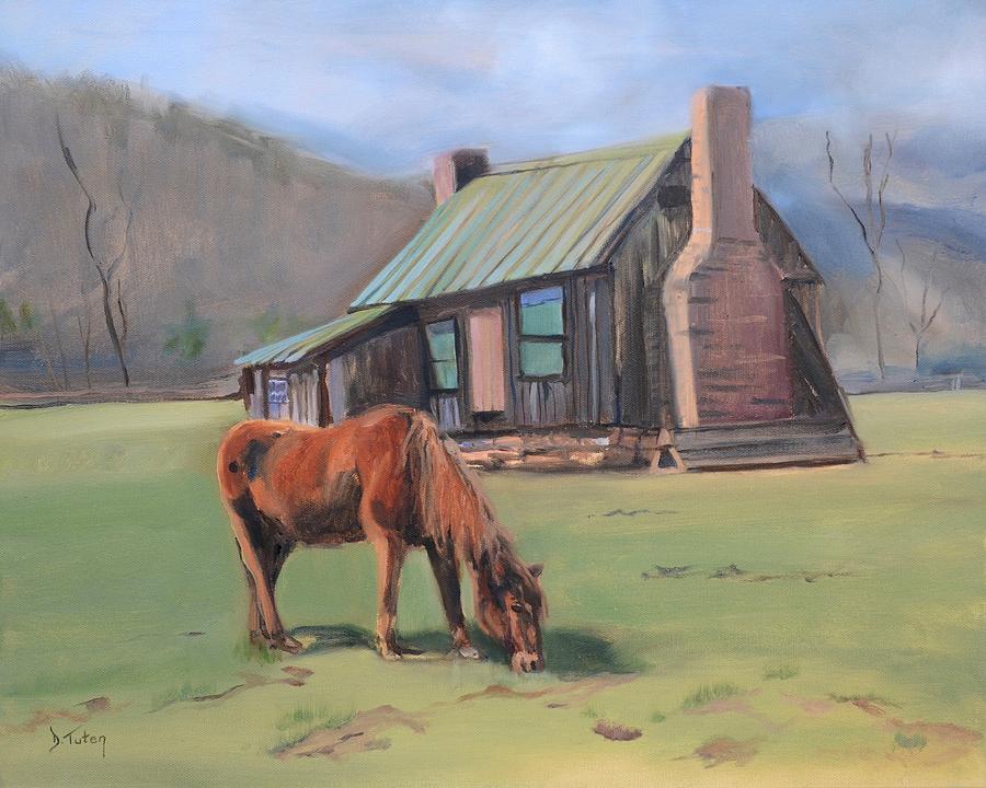 Horse at Pharsalia Plantation in Nelson County Virginia Painting by Donna Tuten