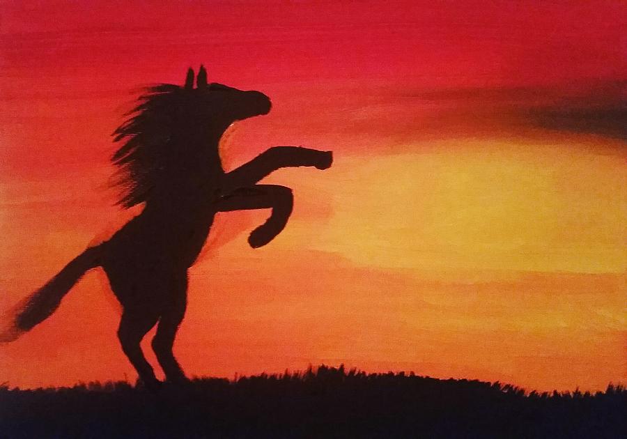 Horse at Sunset  Painting by Vale Anoai