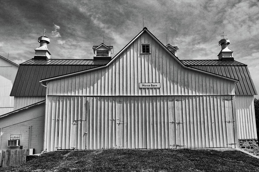Horse Barn Goodells BW Photograph by Mary Bedy