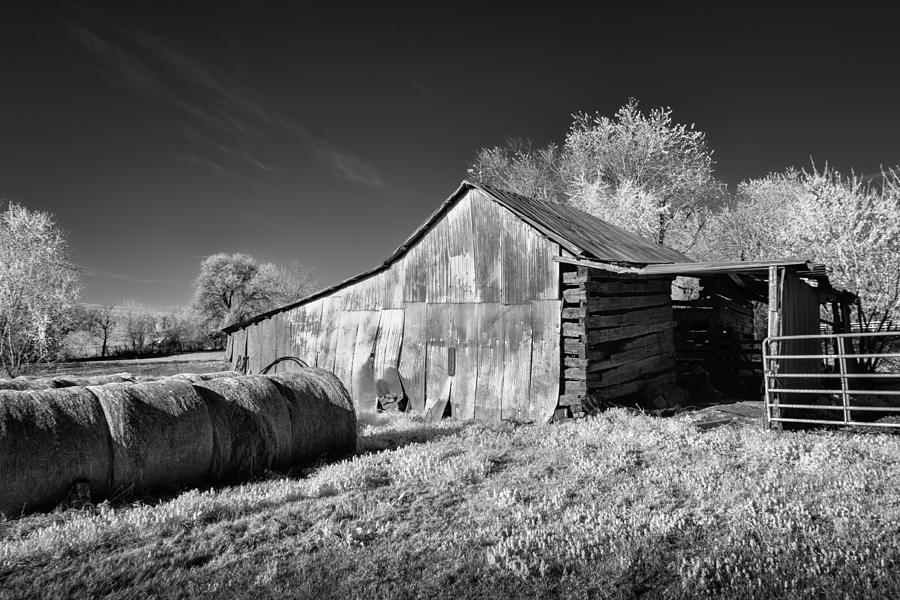 Horse Barn in Black and White Photograph by James Barber