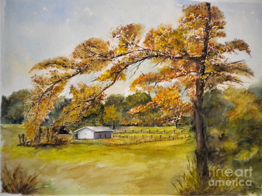 Horse Barn In Fort Mill Painting by Madie Horne