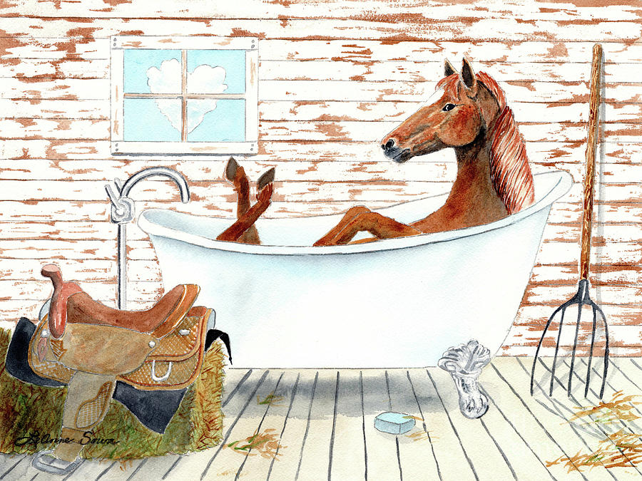 Horse Bath Painting by LeAnne Sowa