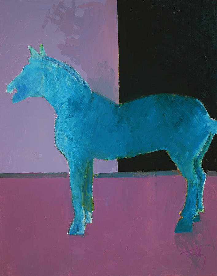 Horse, Blue on Lavender Painting by Thomas Tribby