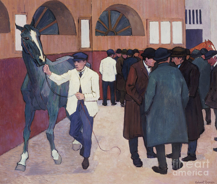 Horse Dealers at the Barbican, 1918 Painting by Robert Bevan