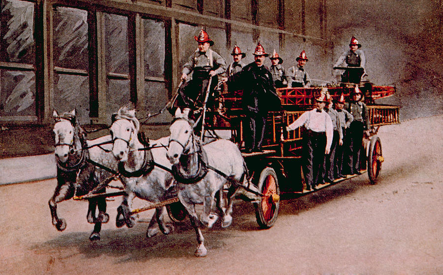 1890s Photograph - Horse-drawn Fire Engine On The Way by Everett
