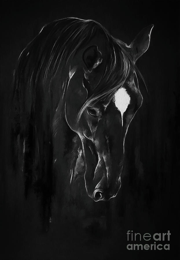 Horse face art 4601 Painting by Gull G