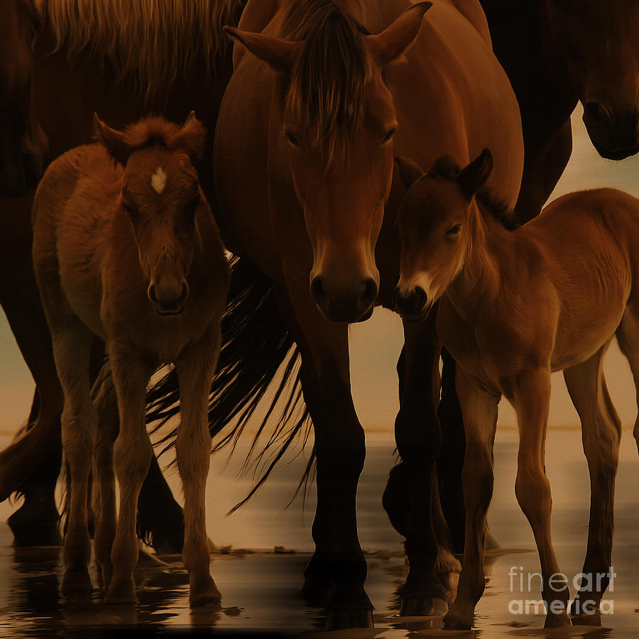 Horse Family  Painting by Gull G