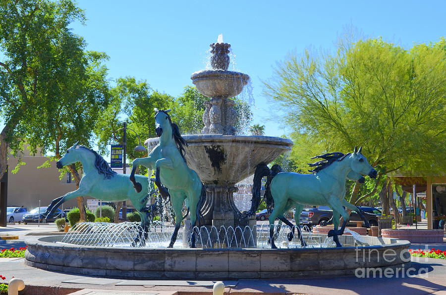 Horse Fountain - Old Town Scottsdale Photograph by Mary Deal
