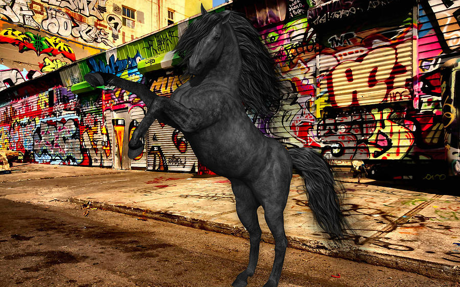 Horse Graffiti Art Mixed Media by Marvin Blaine