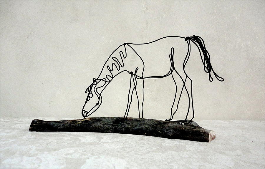 Nature Sculpture - Horse grazing by Bud Bullivant
