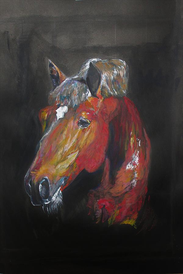 Horse Head Painting by Khalid Saeed