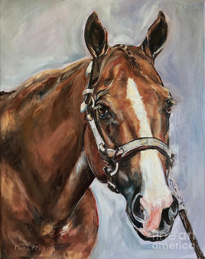 Horse Head Portrait Painting By Maria Reichert