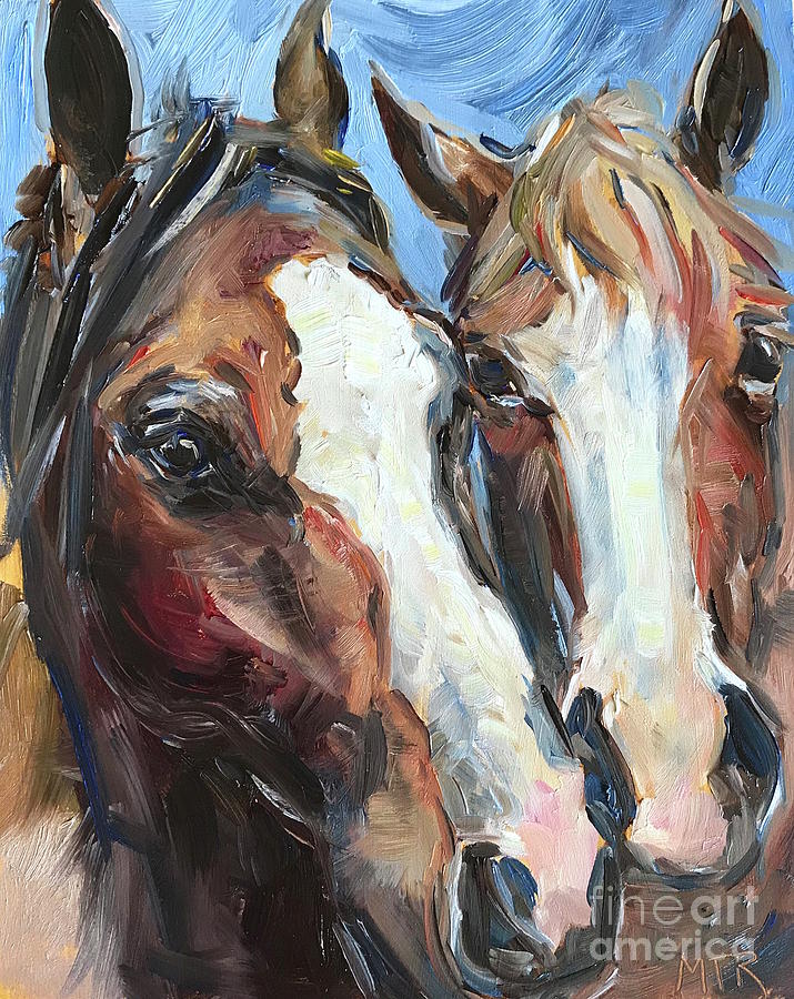 Horse Heads Painting by Maria Reichert