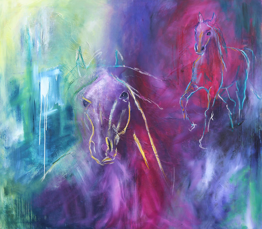 Horse Herd Painting by Helle Borg Hansen