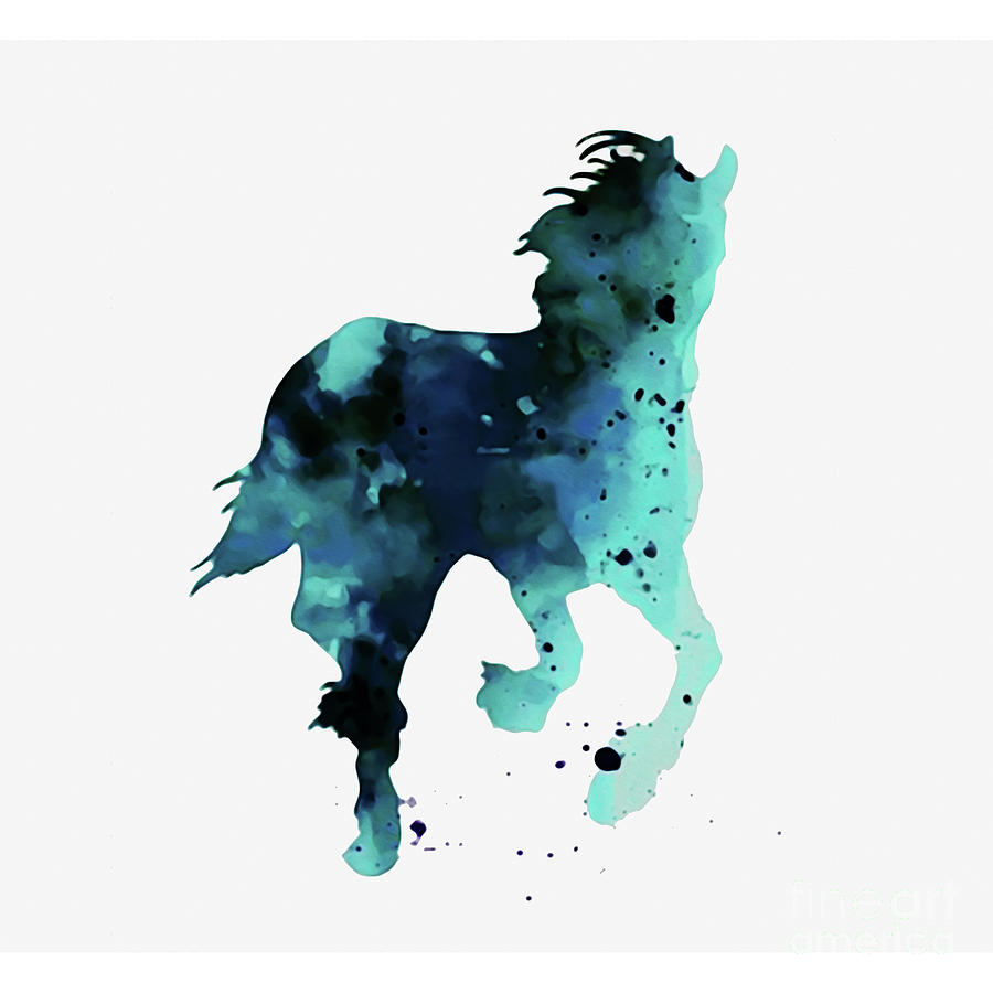 Horse in blue art  Painting by Gull G