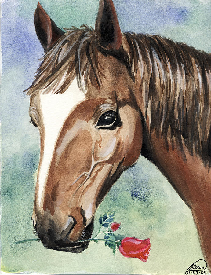 Horse Painting - Horse In Love by Alban Dizdari