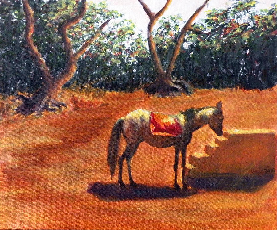Horse in Matheran Painting by Uma Krishnamoorthy