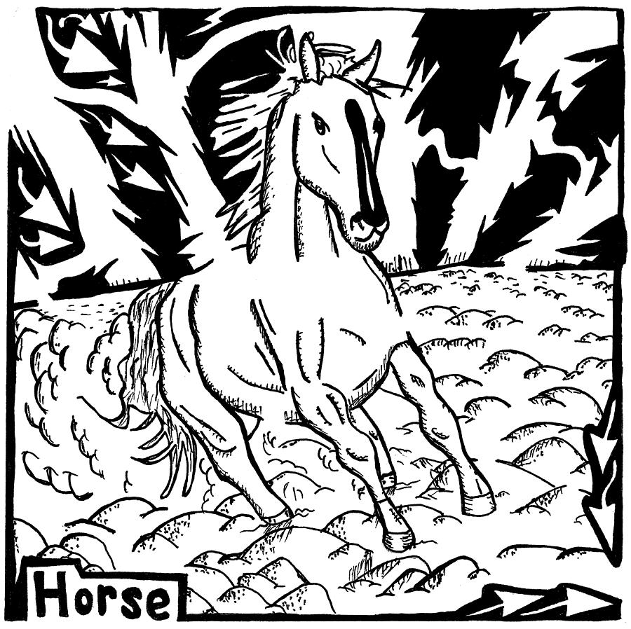 Horse Drawing - Horse Maze by Yonatan Frimer Maze Artist