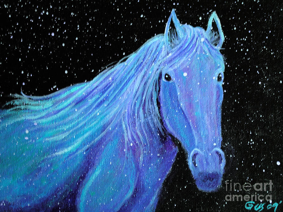 Horse Painting - Horse-midnight snow by Nick Gustafson