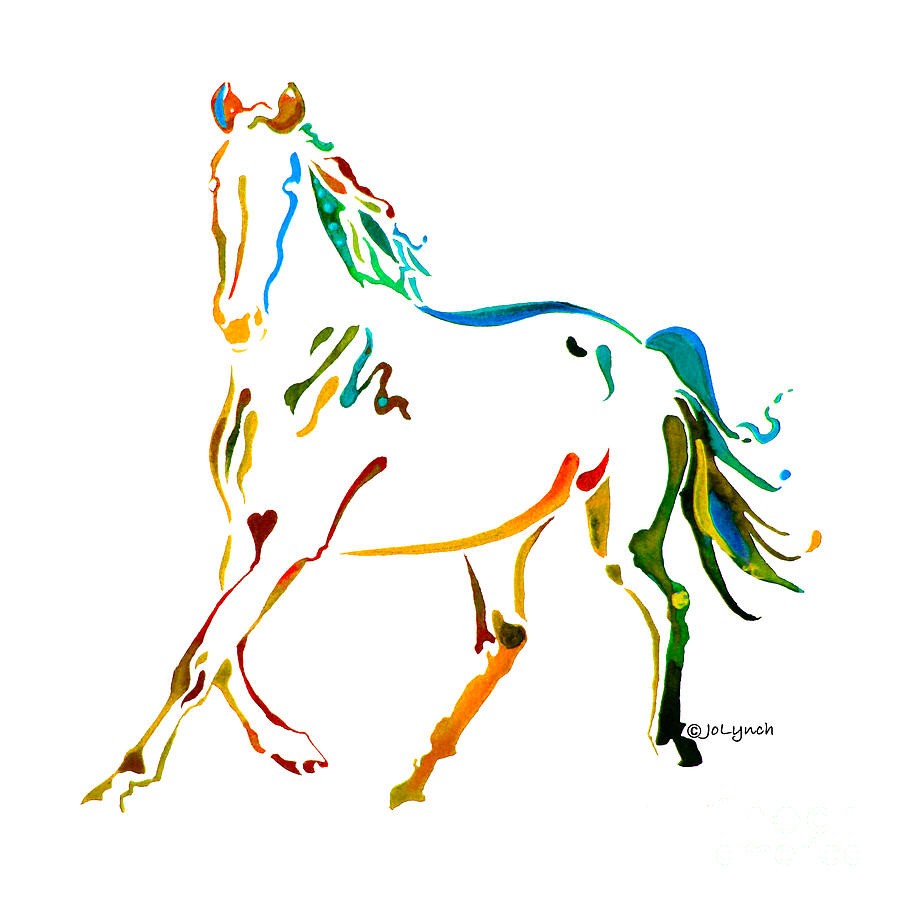 Horse Painting - Horse of Many Colors - 2 by Jo Lynch