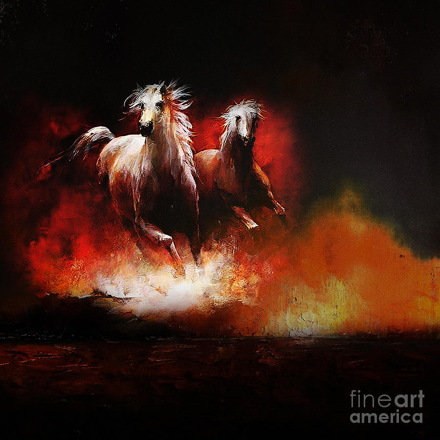 Horse Painting - Horse on fire  by Gull G