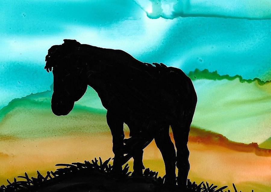 Horse on the Rise Mixed Media by Linda Stanton