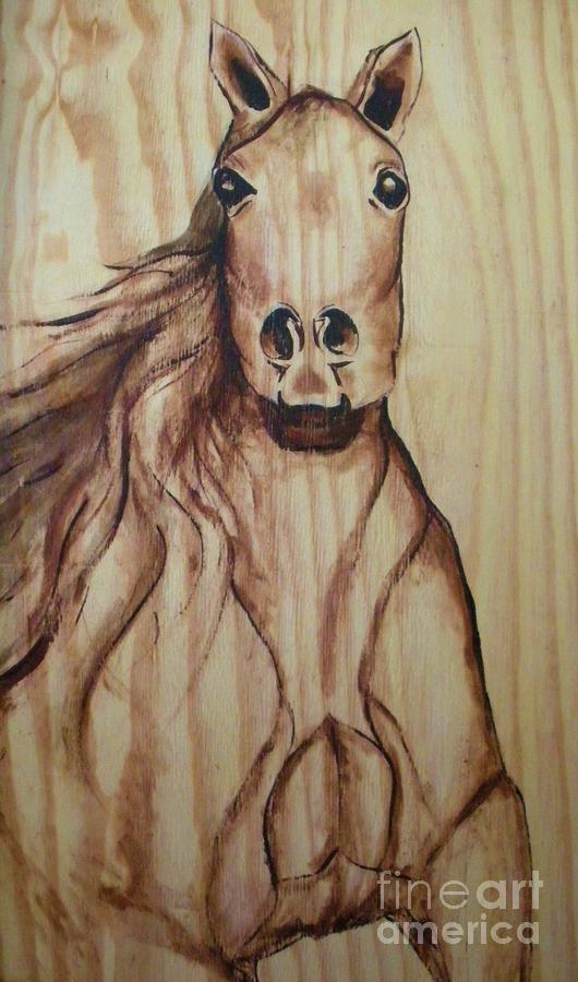 Horse on Wood Painting by Alga Washington