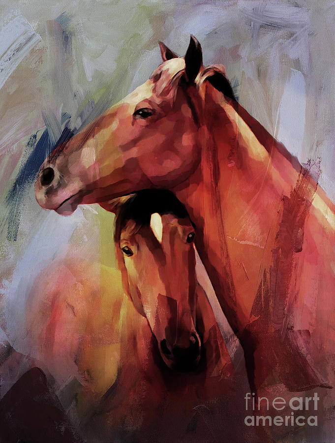 Horse Pair 003 Painting by Gull G