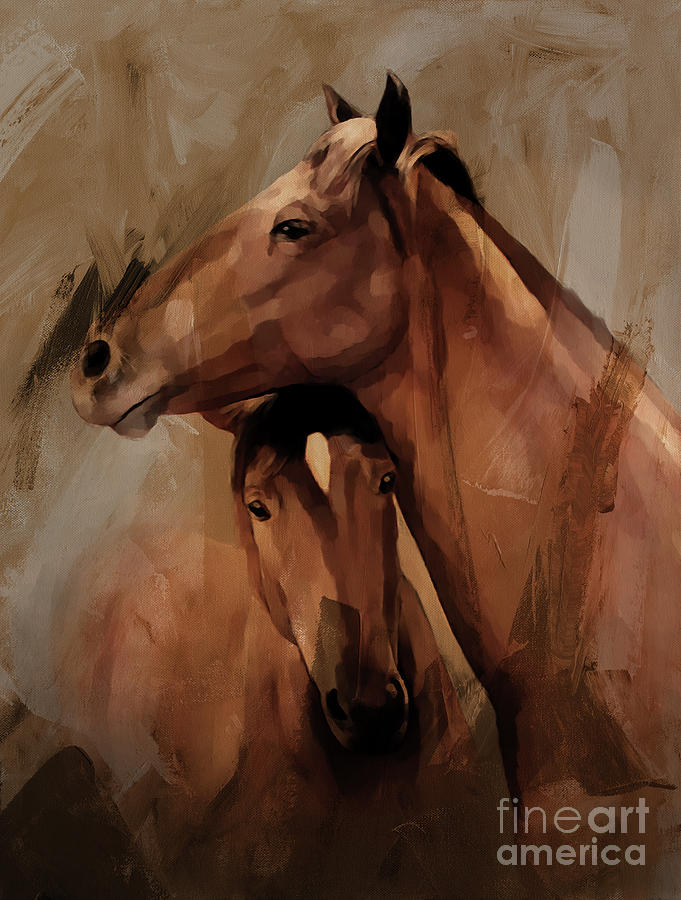 Horse Painting - Horse Pair 005 by Gull G