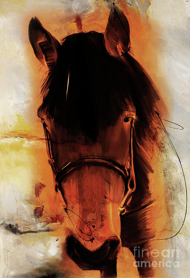 Horse Portrait 02p Painting by Gull G