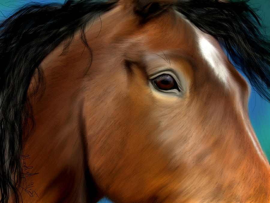 Horse Portrait Close Up Painting by Becky Herrera