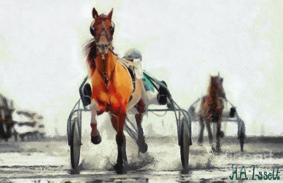 Horse race Digital Art by Humphrey Isselt