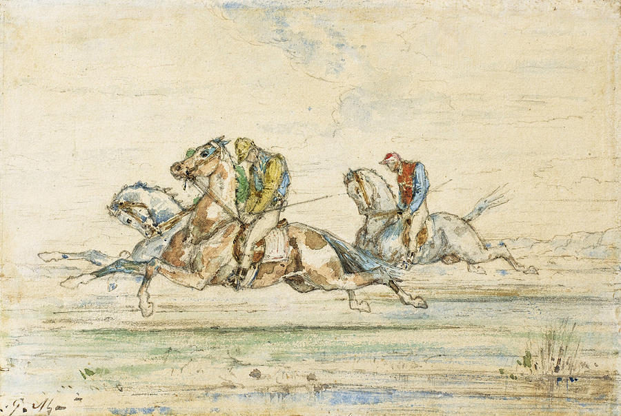 Horse Race with Jockey Drawing by Gustave Moreau